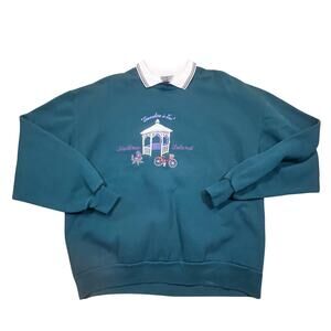 Vintage Mackinac Island Sweatshirt Collar Large Gazebo Embroidered‎ Grandmacore